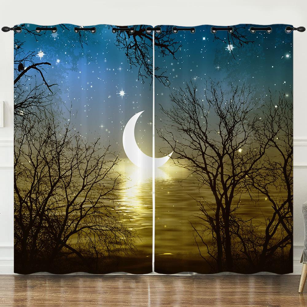 

Шторы Закат Закат Пейзаж 3D Цифровая печать Блэкаут Штора На люверсах 97cm*114cm*2