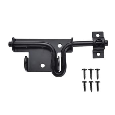 Slide Bolt Gate Latch Iron Bolt Sliding Lock Black Bolt Gate Lock with Screws for Outdoor Doors Sheds Barn Door Home Hardware 1p