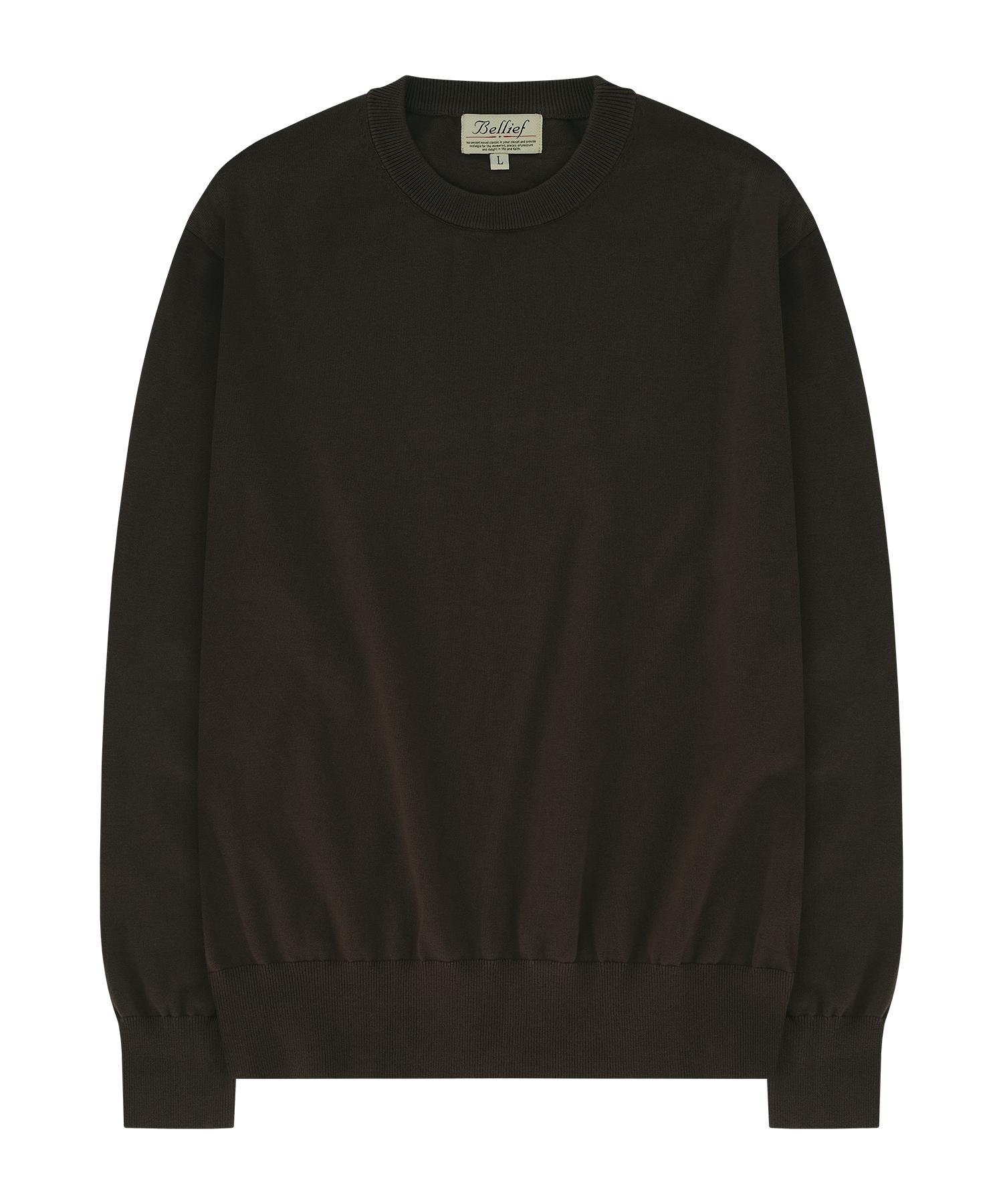 Belief Essential Crew Neck Knit (Brown) Brown/M