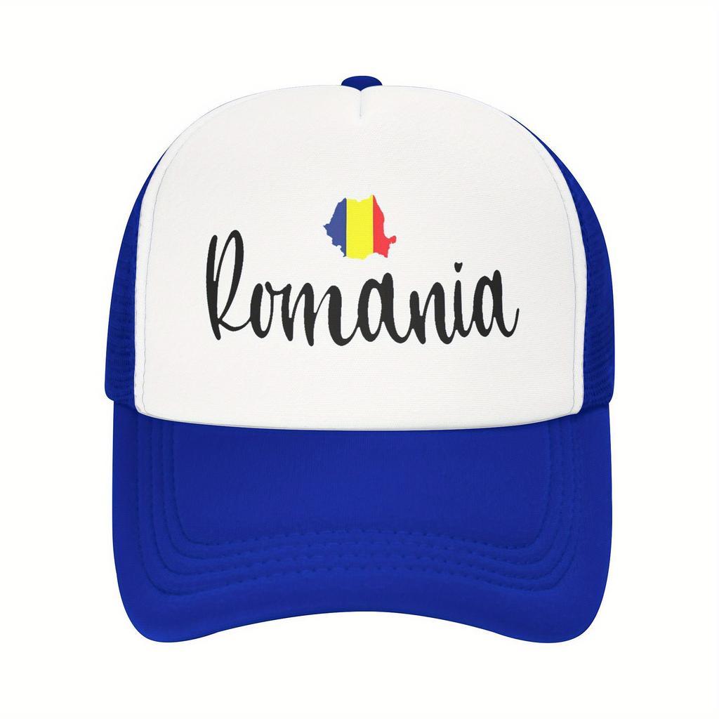 Romania Map Print Trucker Hat Breathable Mesh Adjustable Snapback Cap Casual Adult Gift