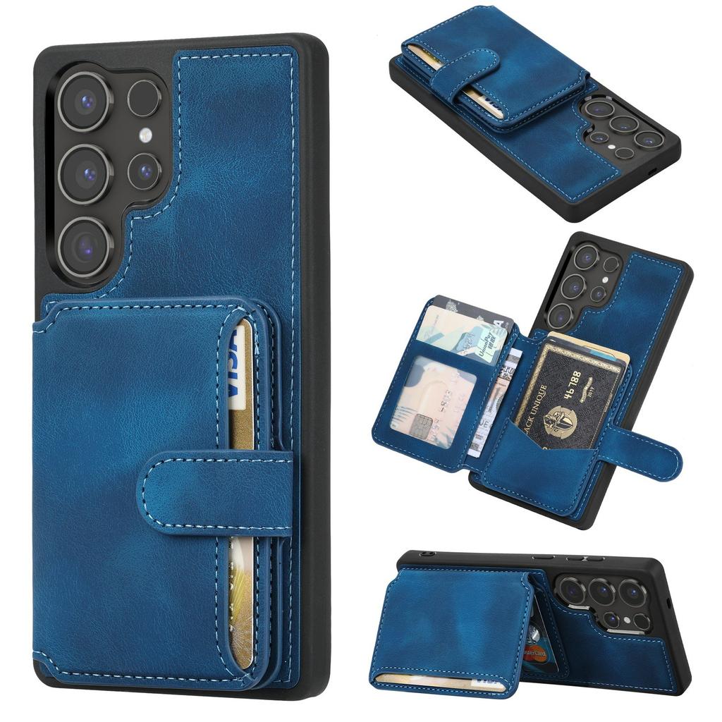 Für Samsung Galaxy S25 Ultra Hülle Brieftasche Kartenfach TPU+PU Leder Rückseite Handyhülle