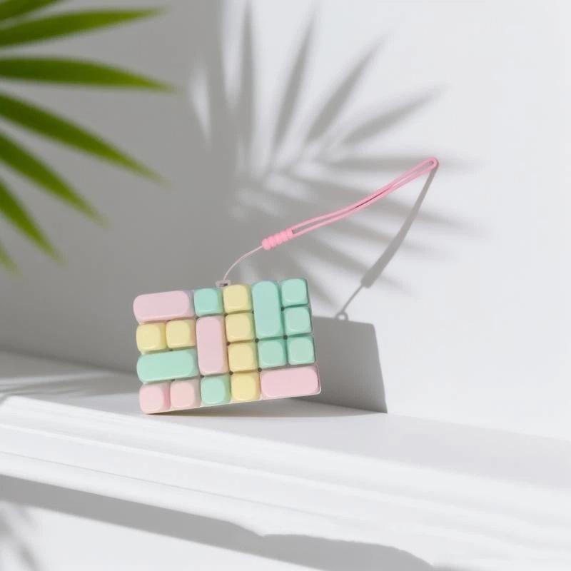 Mini 24 Keyboard Keychain Color Block Keycap Set Lovely Girly Style Purse Charm Nice Gift for Classmates Friends