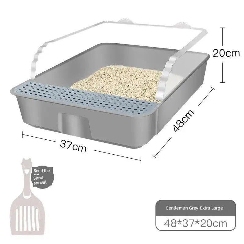 

Oversized Splash-Proof Toilet Extra Large Cat Kittens Cat Litter Pet Supplies Novice Gray ears cat litter box [oversized] Gray 1