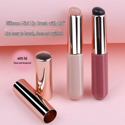 Pinceau à Lèvres et Anti-Cernes Portable en Silicone avec Couvercle - Outil de Maquillage Professionnel Estompeur Tête Ronde