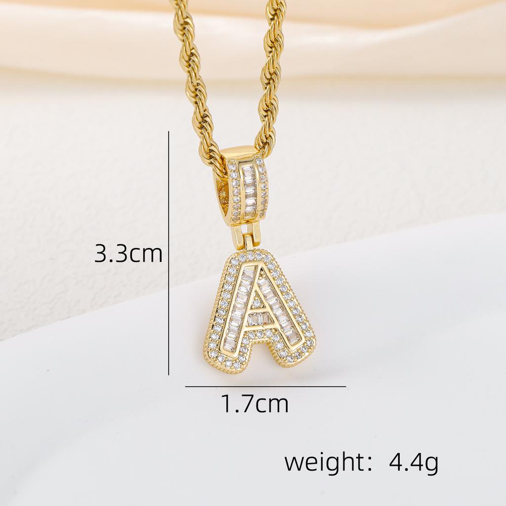 2025 New Initial Letter Necklace Women Men Cubic Zirconia Initial Pendant Necklace Rope Chain English A-Z Letter  Gift