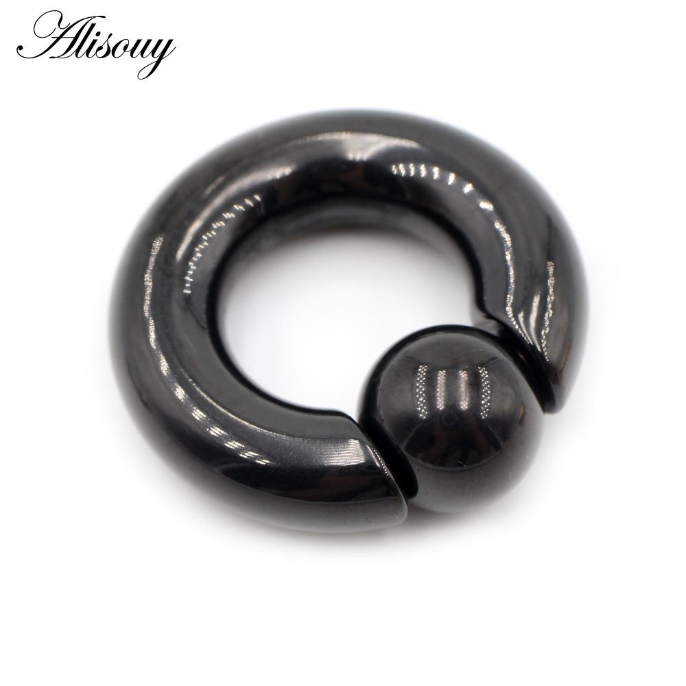 Alisouy 1pc Big Stainless Steel Captive Hoop BCR Eyebrow Tragus Closure Nipple Bar Lips Nose Rings Ear Piercing Body Jewelry