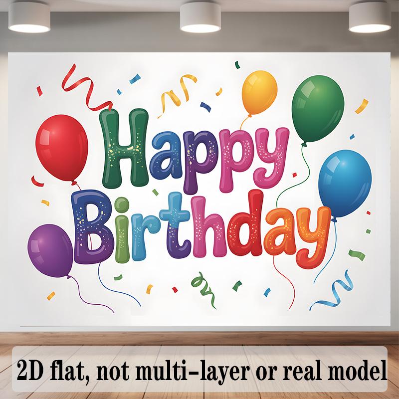 Birthday Theme Party Banner, Colorful Photo Backdrop Wall Decor