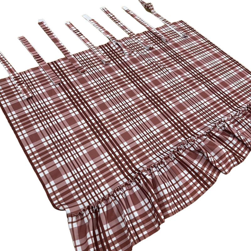 Creative Plaid Oven Skirt Handmade Stove Apron Curtain Cover Home Decoration Tie Decorative Skirt Kitchen Accessories