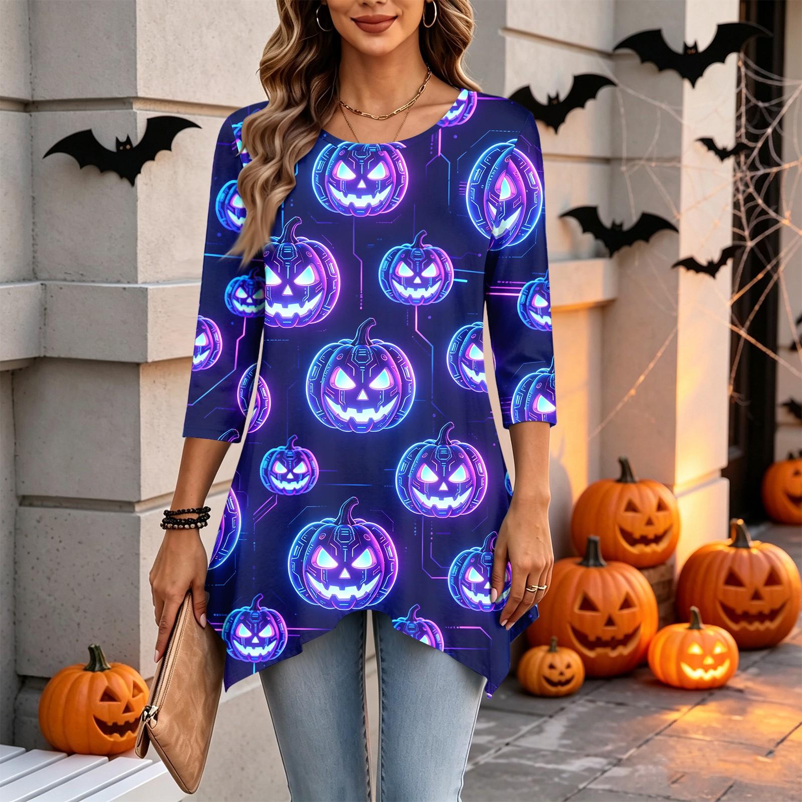 Women s Three-Quarter Sleeve Casual Pullover Top for Daily Wear XL