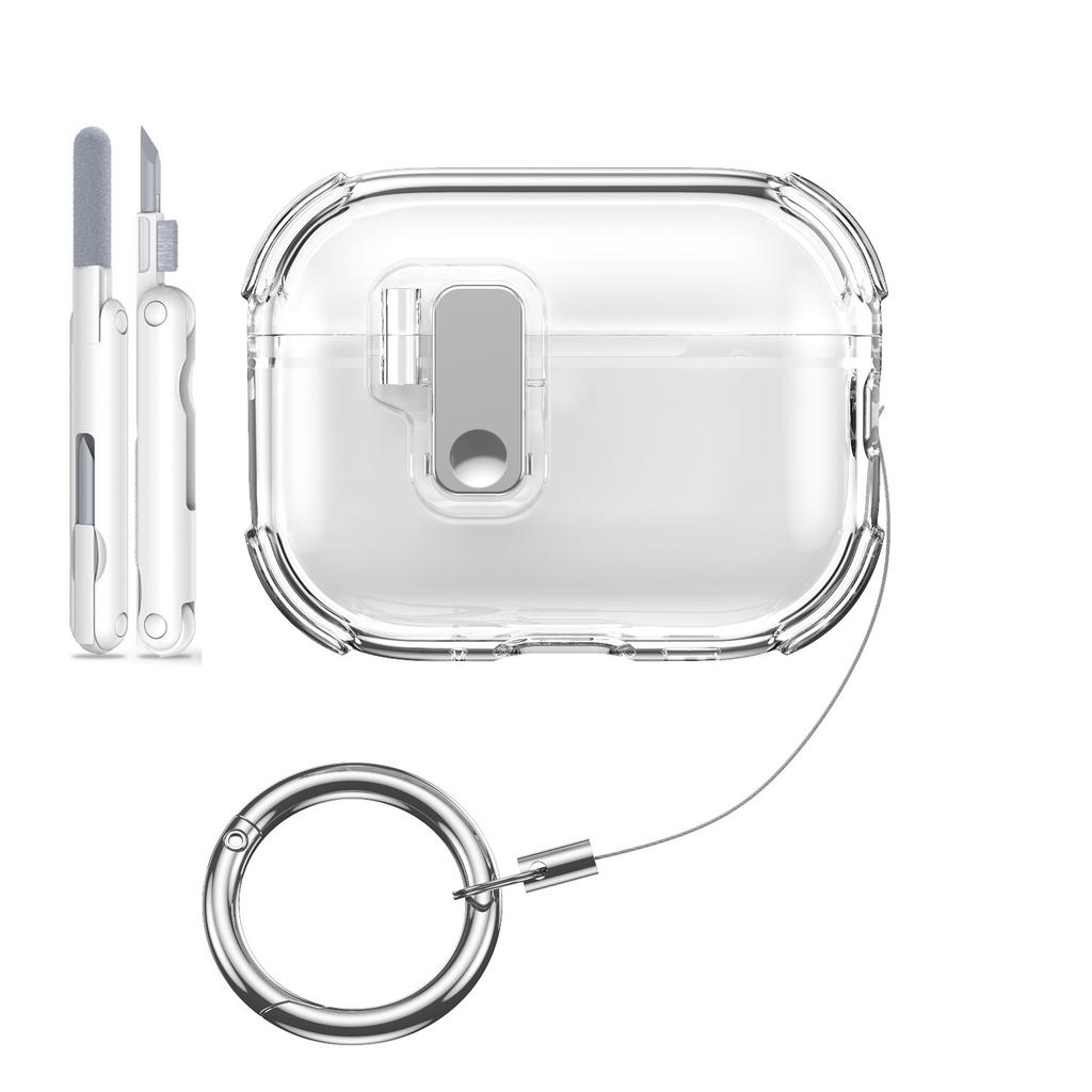 for AirPods Pro 3 Case Cover with Cleaning Kit Secure Lock Clear Case Soft TPU Protective Cover For AirPods Pro 3 with Keychain
