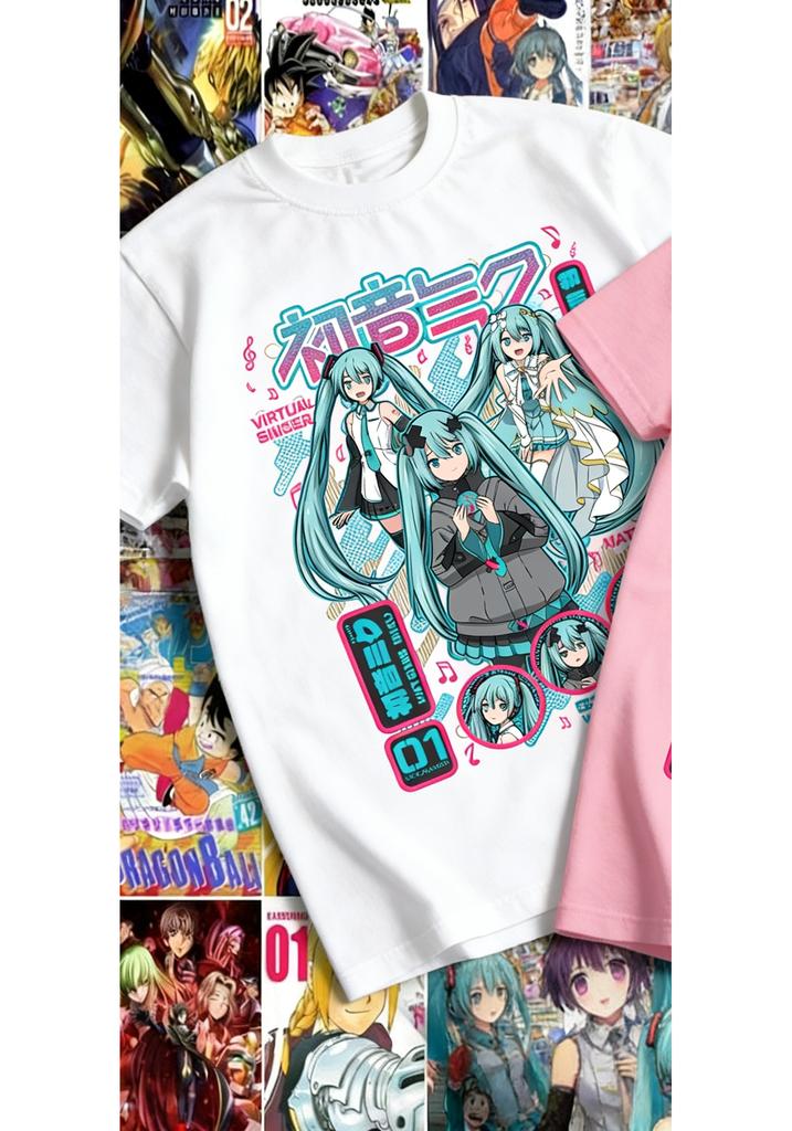 Erwachsenen- und Kinder-Hatsune Miku Multiform Charakter-Collage Reines Baumwoll-Subkultur Personalisiertes T-Shirt