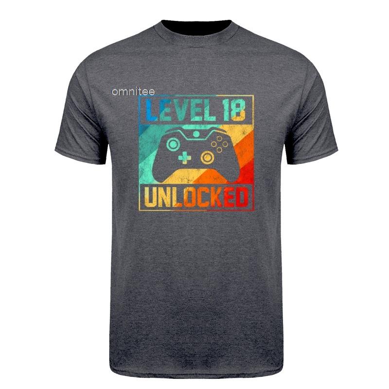 Level 18 Freigeschaltet 18. Geburtstag 18-Jähriger Gamer Jungen T-Shirts Kurzarm Spieler Geschenk Streetwear Oberteile HJ106