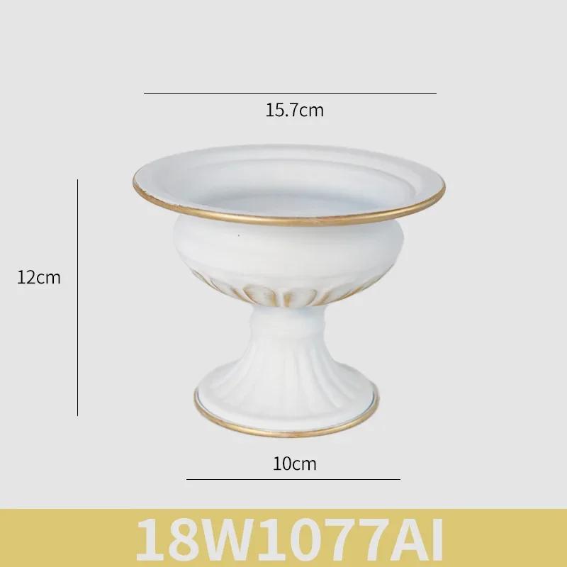 European White Iron Art Vase Florist Tall Cup Shape Flower Vase Arrangement Ornament Hotel Banquet Party Desktop Decoration