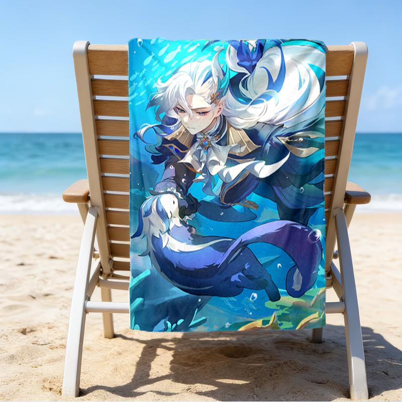 Proof Beach Towel with a Genshin Impact Navelette Pattern - Soft,absorbent,quick-drying,machine Washable - Perfect for Swimming,camping,bathing