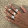 3Pcs/Set 2025 New Metal Irregular Liquid Line Open Ring Set for Women Simple Gold Color Bow Finger Ring Beach Vacation Jewelry