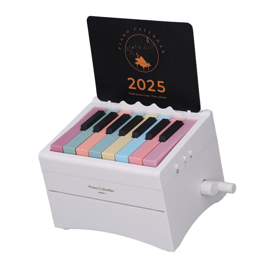 Piano Calendar 2025 Hand Crank Bluetooth 52 Music Pieces Adjustable Volume USB Rechargeable