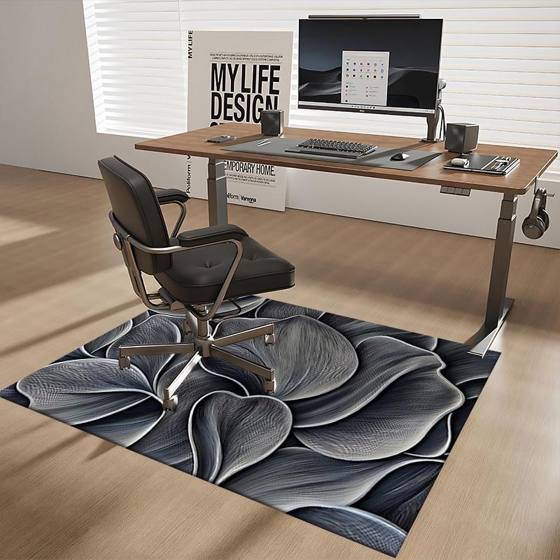 

1pc Anime Cartoon Design Office Chair Mat - Black and White Petal Pattern, Non-Slip Carpet for Home Decor, Suitable for All Seasons, Perfect Gift Idea 60cm by 90cm