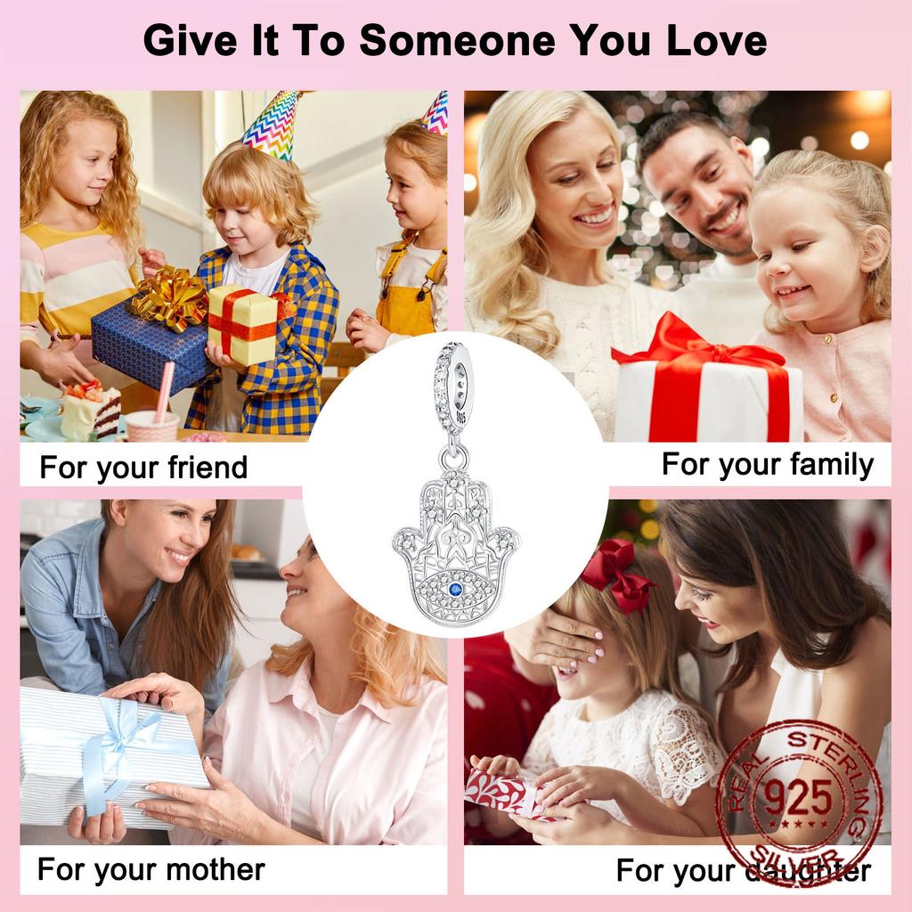 Copper Hand of Fatima Evil Eye Amulet Talisman Pendant Charm Compatible With Authentic Charm Bracelets Women Do It Yourself Jewellery Gift