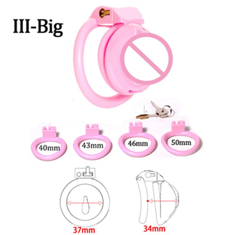 Mini Chastity Lock Male with 4 Sizes Rings and Keys Lightweight Resin Chastity Device Adult Sex Toy BDSM Slave Breathable