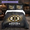 Set Biancheria da Letto Boston Bruins in Microfibra 3 Pezzi Copripiumino Decorativo per Camera da Letto Uso Domestico