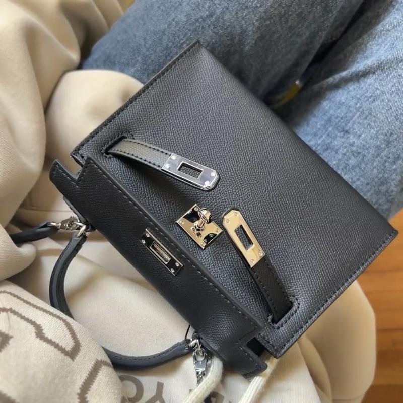 2025 New women's bag palm pattern second generation KellI bag cowhide mini Kelli bag shoulder bag crossbody handbag