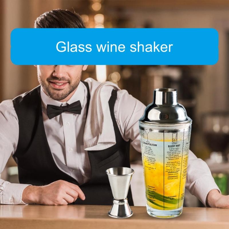 Elegant 400ml Cocktails Mixing Set Shaker Set Including Large Shaker Stirrer and Measuring Cup for Parties