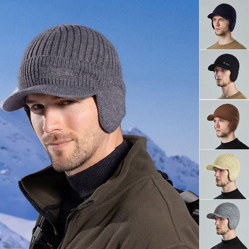 Windproof Knitted Earmuffs Cycling Cap Wool Beanie Hat Fashion Knitted Hat  Winter