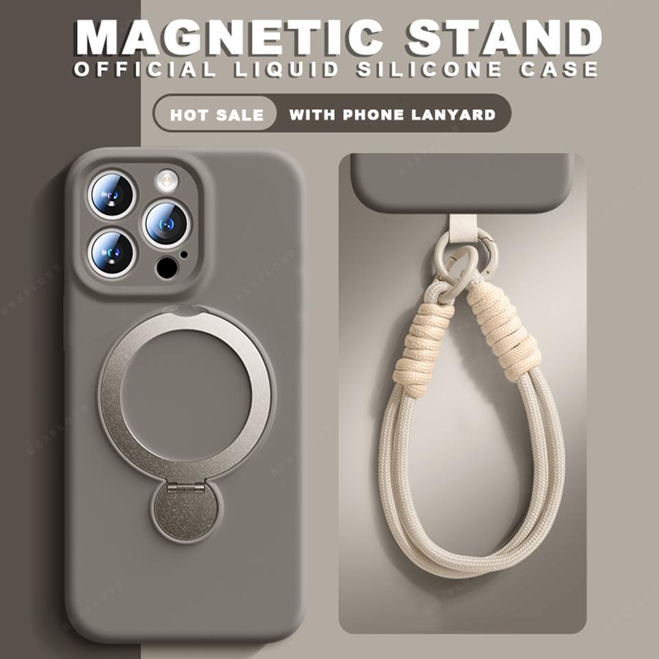 Magnetisches Flüssigsilikon-Lanyard-Handyhülle Für iPhone 16 Plus 13 15 14 16 Pro Max Magsafe Ladekabel-Schutzhülle Weiche Abdeckung