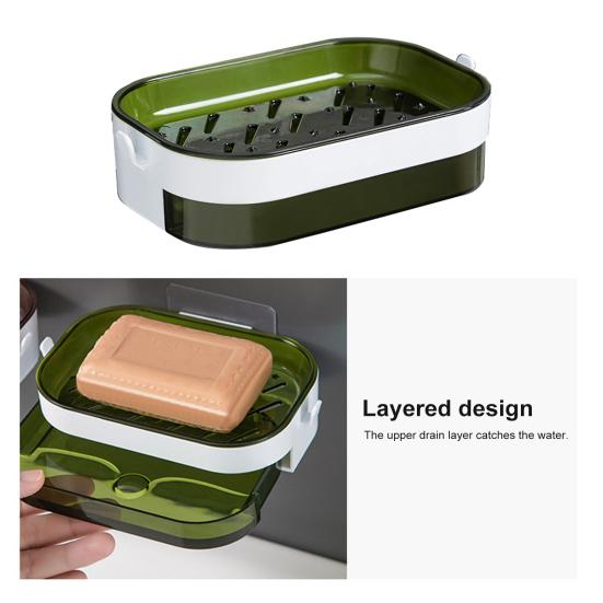 High Quality Punch Free Easy Install Wall Mounted Soap Case Detachable Base Space Saving Sponge Tray