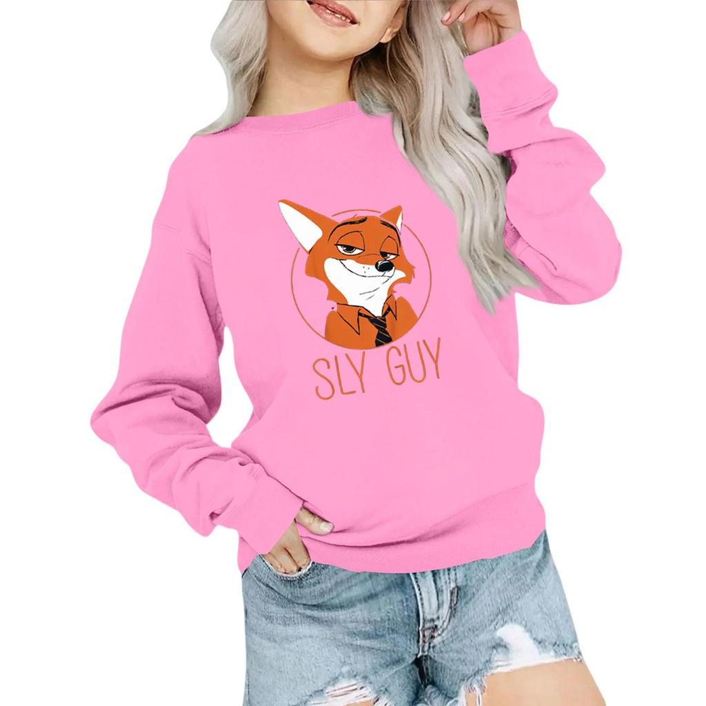 Children's Fashionable Loose Casual Long-sleeved Printed Collar Sweatshirt