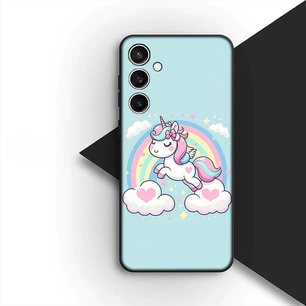 Cover for Samsung Galaxy S24 S25 S23 FE Ultra Plus S7 Edge S25+ S23+ A56 5G Casing Silicone Phone Case Unicorn Horse Wallpaper