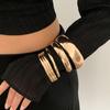3/4/6/8Pcs Chunky Punk Metal Bracelets Multilayer Smooth Bracelet Set  Friends Birthday Gift