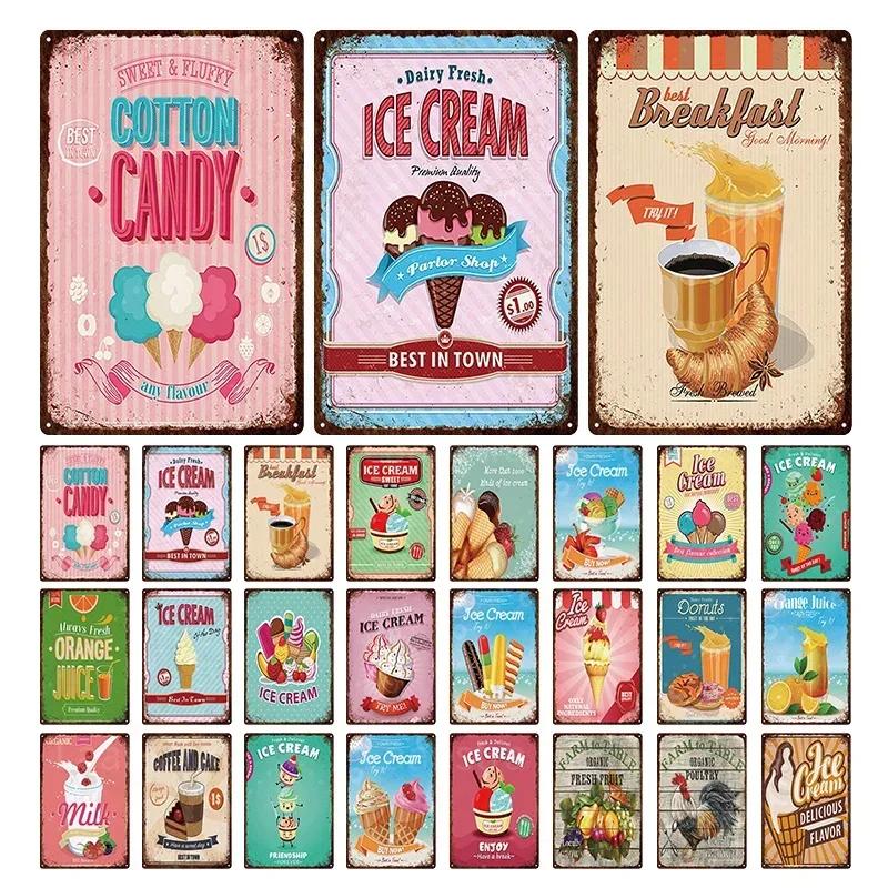 Soft Serve Ice Cream Iron Poster Painting Tin Sign Vintage Wall Decor for Cafe Bar Pub Home Beer Decoration Crafts
