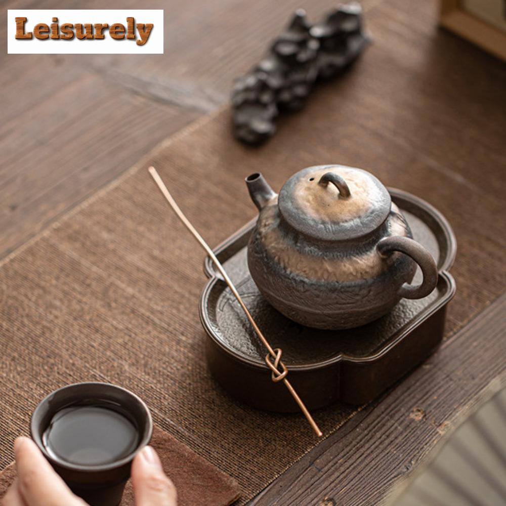 150ml Ancient Early Burnt Teapot Retro Gilded Iron Glazed Bell  Pot Tea Maker Kettle Kungfu Tea Items Accessories Ornaments Gift
