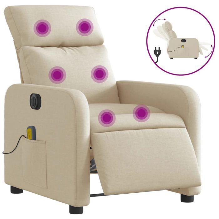 VidaXL Fauteuil Inclinable de Massage Électrique, Chaise de Relaxation avec Dossier et Repose-pied Réglables, Siège de Salon 3206698