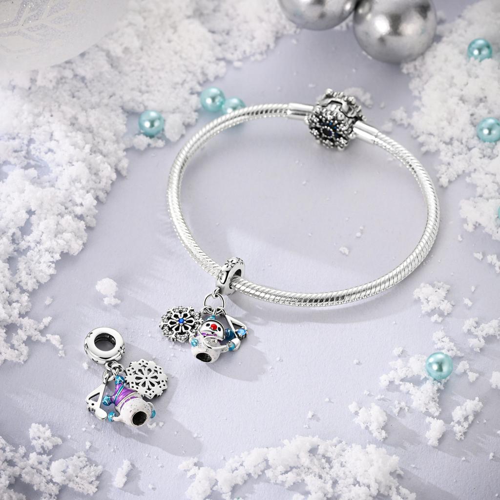New Copper Plated Snowman Christmas Snowflake Penguin Charms Pendants Fit Original Bracelet For Women Jewelry Making