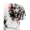 Fashion Men's T-Shirt 3D Ink Splash Tiger Print Short Sleeve Round Neck Casual Graphic Tee Streetwear Top Summer Clothes Gift