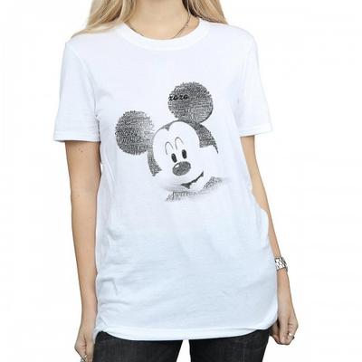 Womens/Ladies Mickey Mouse Face Cotton Boyfriend T-Shirt