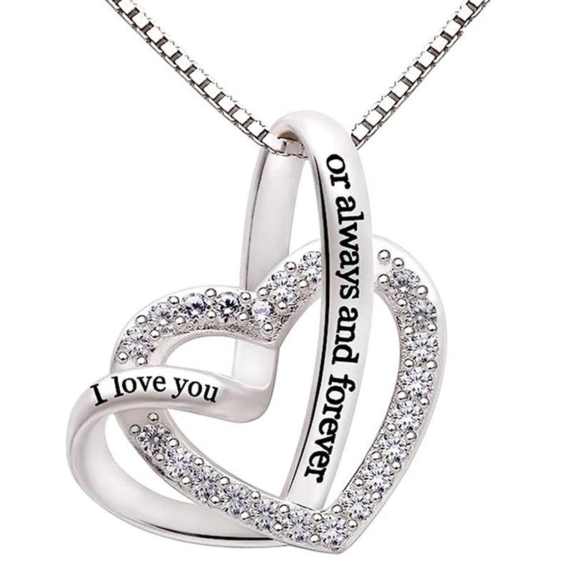 Ladies' Heart-shaped Pendant Necklace with 'I Love You', Exquisite Love Jewelry for Daily Wear, Holiday Gifts, Valentine's Day Gifts
