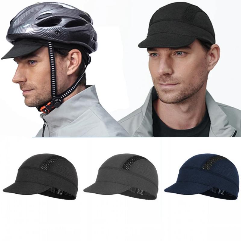 Summer Quick Dry Air Permeable Ventilated Mesh Under Helmet Cap Sports Cycling Bicycle Bike Mtb Hat Thin Small Brim Sweat-Wicking Baseball Cap