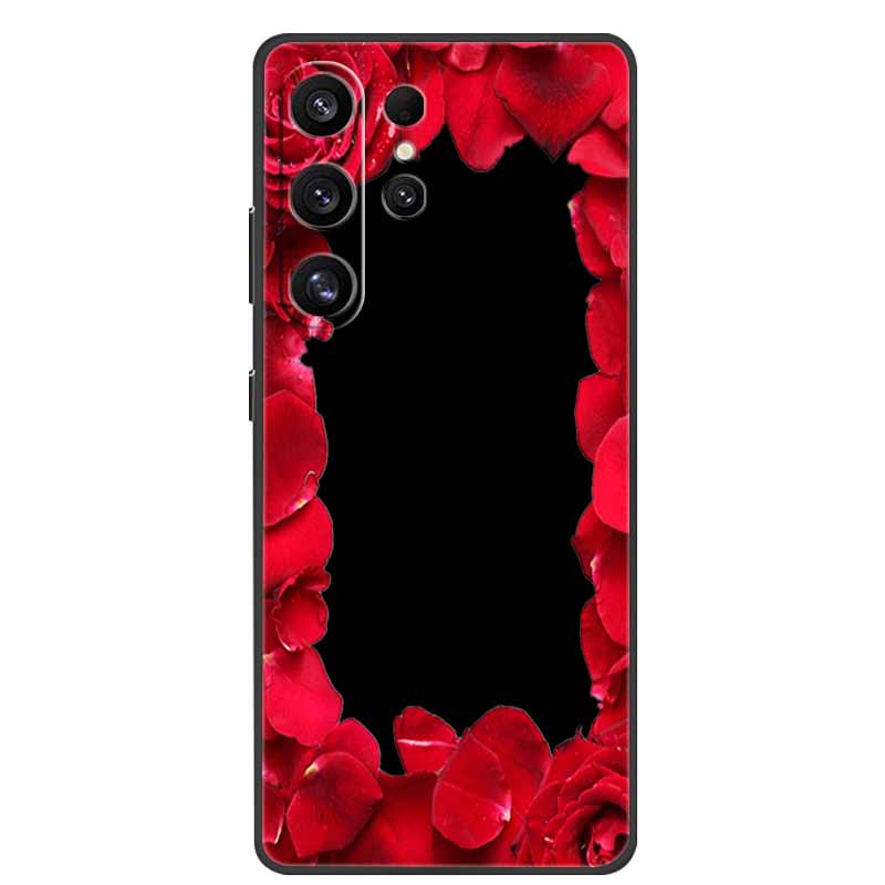 For Samsung Galaxy S26 Ultra Case Cute Floral Black Luxury Soft Silicone Back Cover For Samsung S26 Ultra Cases GalaxyS26 Ultra