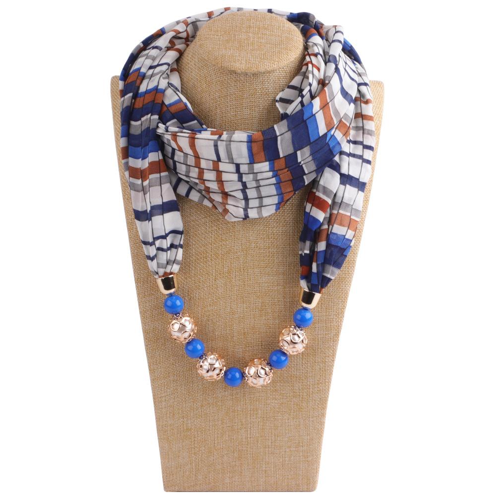 Chiffon Scarf Spring and Summer Women's Pearl Necklace Pendant Scarf Rainbow Scarf Clothing Accessories Scarf