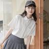 Biała damska letnia japońska koszula mundurkowa studencka o luźnym kroju z kołnierzykiem typu lalka