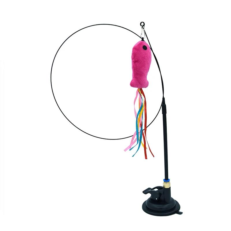Interactive Cat Toy Handfree Cat Stick Playing Kitten Playing Teaser Wand Toy Suction Cup Bird/Feather Cat Wand Pet Supplies