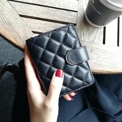 Natural Sheepskin Simple One-touch Zipper Women's Mini Wallet