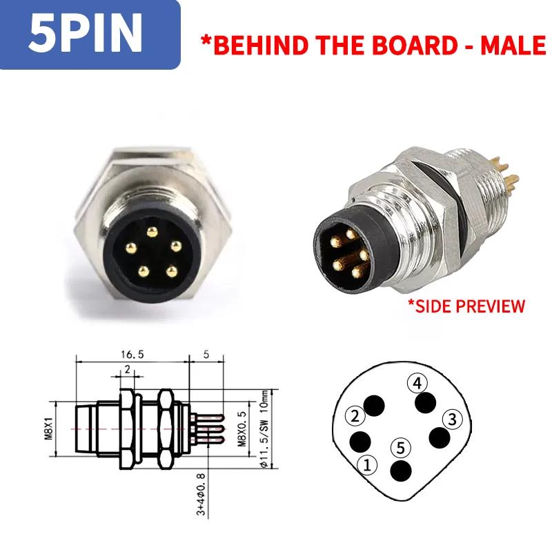 M8 waterproof connector - 3P4P male female M8 waterproof aviation plug socket sensor cable connector