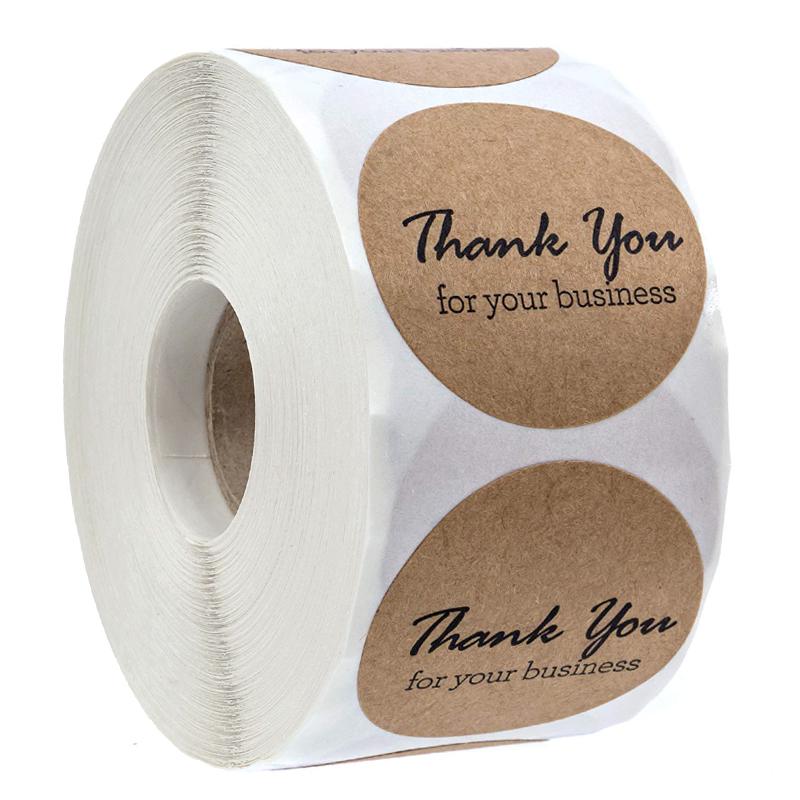 500 Kraft Paper Thank You Sealing Stickers for Handmade Dessert and Cake Gifts