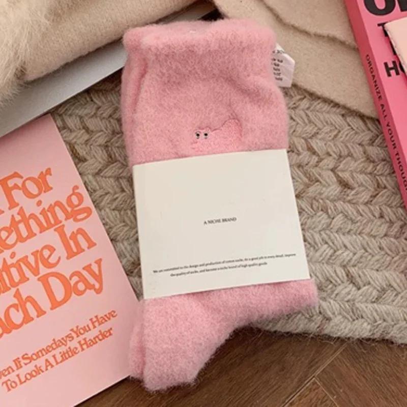 3Pairs Premium Feel Cute Cat Cozy Hairy Mink Velvet Socks Autumn Winter Hosiery Thickened Plush Warm Sleep Home Fluffy Socks
