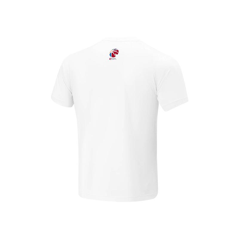 Li-Ning Cba Series Chinese Character Print Logo Round Neck Pullover Short Sleeve T-Shirt Men Tops White AHSUC39-1