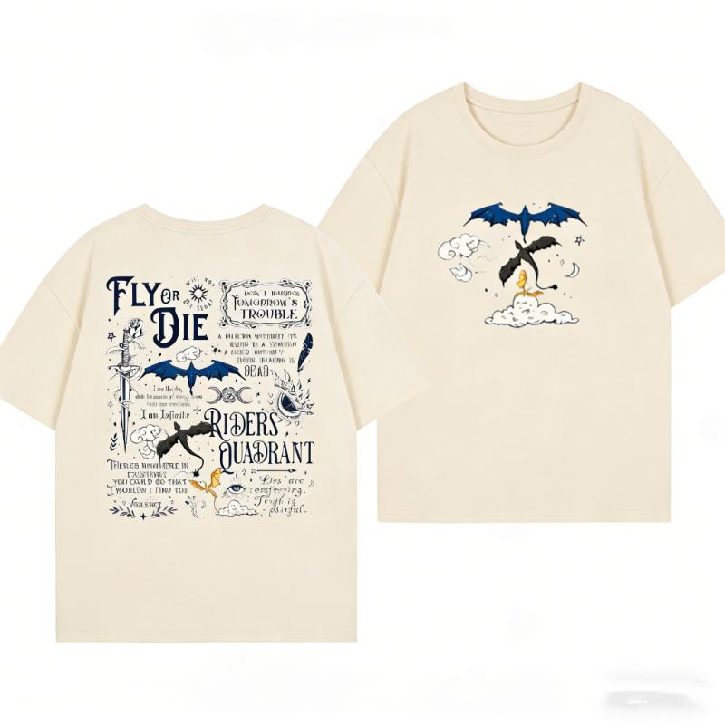 Dragon Rider Fourth Wing Tshirt Basgiath War College Tee Violet Sorrengail Book Lovers Gift Bookish Fly or Die Print Tshirt S